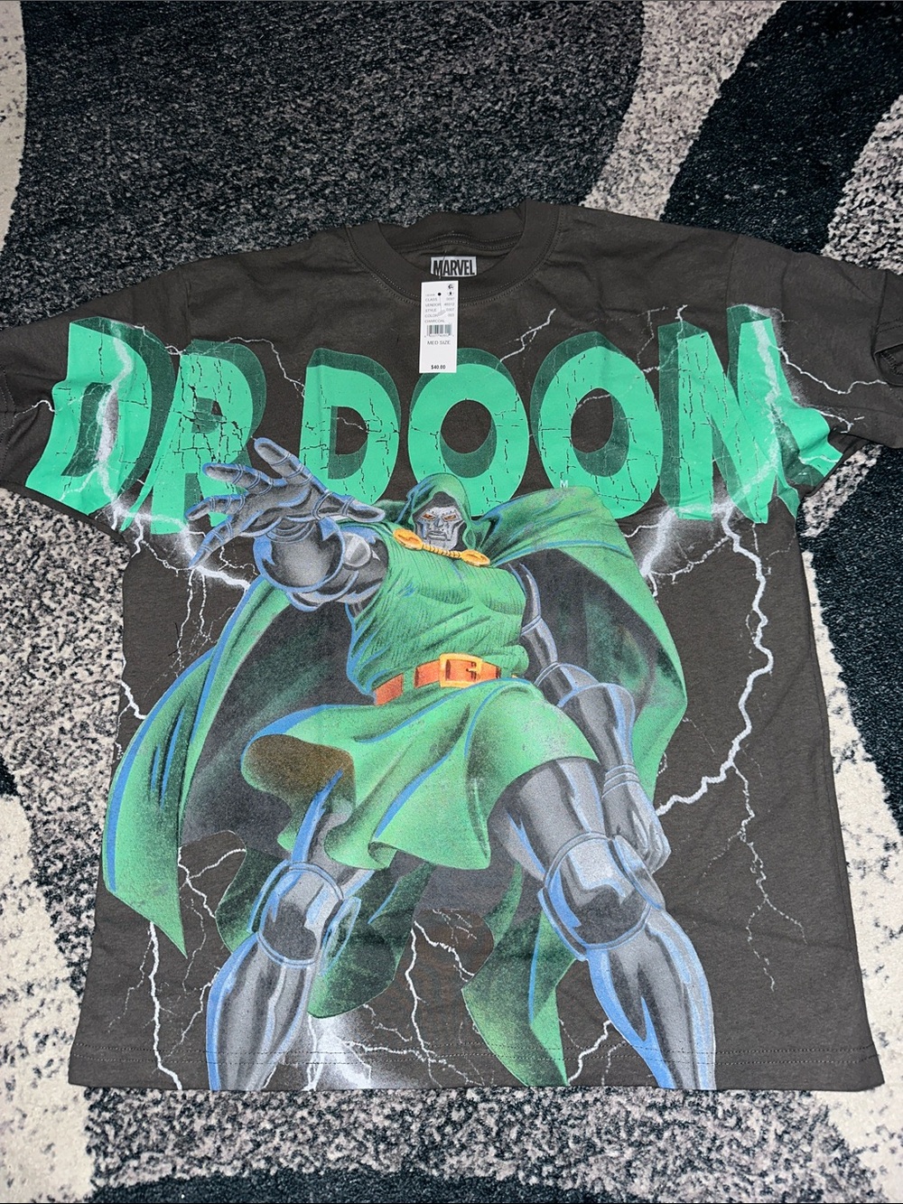 Men Marvel Dr. Doom Graphic Tee - Green on Black
